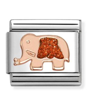 Nomination Composable Rose Gold 9K słoń z czerwoną brokatową emalią 43020537.jpg